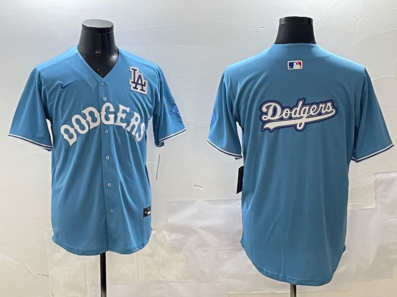 Men Los Angeles Dodgers Blank Light Blue Throwback Game 2025 Nike MLB Jersey style 15->los angeles dodgers->MLB Jersey